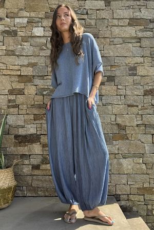 Cyril Crinkle Balloon Pant Denim